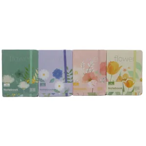 Notebook 14.5*21cm/96 sheets /8787-A5/ on rubber band "Flowers" # 80g/m2 (1/12)