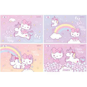 Зошит для малювання А4/12арк. "Kite" /HK24-241/ скоба, УФ лак + глітер, Hello Kitty (20/160)
