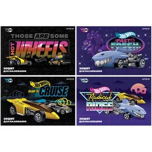 Альбом для малювання А4/24арк. "Kite" /HW24-242/ скоба, софт тач + УФ лак, Hot Wheels (12/96)