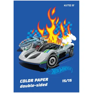 Папір кольоровий "Kite" /HW24-250/ двосторонній А4/(15арк/15кол) Hot Wheels (1/50)