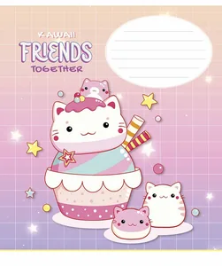 Зошит уч. "Школярик" 12арк.# /3422K/ "Kawaii Friends" глітер (дівчинка) (30/300)