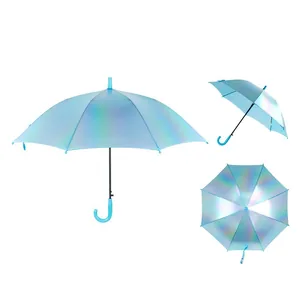 Children's umbrella "Kite" /K24-2001-4/ diameter 48.5 cm, cane length 68 cm, blue holographic (1/12)