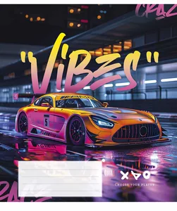 Student's notebook "Schoolboy" 48 sheets == /3452L/ "Night racers" VD varnish (boy) (10/100)