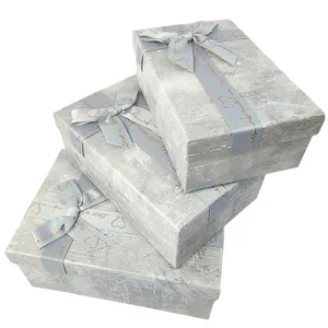 Gift box /271015/ gray rectangular matte 3pcs/pack, 23x16x9.5-19x12x6.5 cm