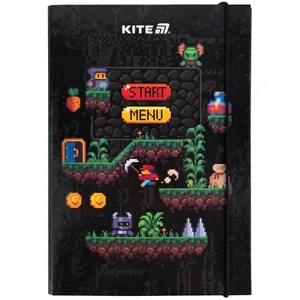 Folder for notebooks "Kite" /K25-210-2/ B5 on elastic cardboard, Pixel Game (1/10)