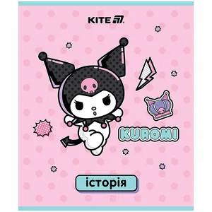 Зошит уч. "Kite" 48арк.# /HK25-240-4/ ПРЕДМЕТКА софт тач+УФ, Kuromi Куромі, історія (10/200)