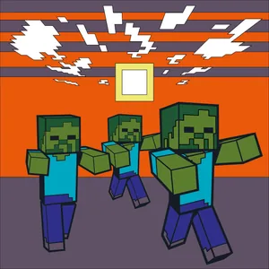 Картина за номерами "SANTI" /954401/ "Minecraft. Втеча зомбі", 25*25см, LED підсвітка