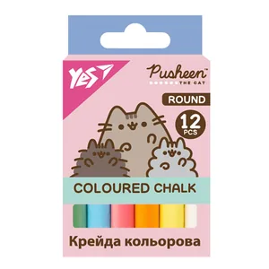Крейда кольорова 12 шт. "YES" /400556/ "Pusheen" кругла (1/24)