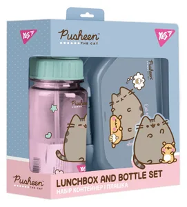 Gift set "YES" /450145/ 2 items: lunch box, bottle "Pusheen"