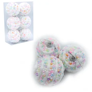 Set of Christmas balls "JO" /DSCN1476/ "Snowy" 6cm, 6 pcs.  (1/144)