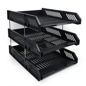 Paper tray horizontal 3 sections "JO" /DSCN3091-BK/ plastic black (1/24)
