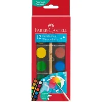 Faber-Castell watercolor paints dry, with a brush, D24mm, 12 colors (32297)
