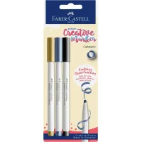 Set of Faber-Castell fine markers for decoration Goldfaber Creative Marker Calligraphy, 3 colors, tip C (calligraphy) (33008)