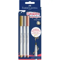 Set of Faber-Castell thin markers for decoration Goldfaber Creative Marker Metallic Brush, 3 colors, B (brush) (33005)