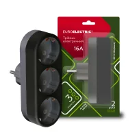 Network splitter EUROELECTRIC X3 16A Black with grounding (EE-3-16A(black))