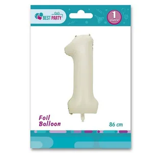 Foil ball "WB" /BP10868(1)/ Number "1" Beige matte 34"(86cm) (1/10)