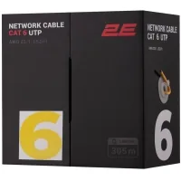 Network cable 2E UTP 305m cat.6, AWG 23/1, LSZH-1, yellow (2E-CBL6EUTP-LSZH1-YLW)