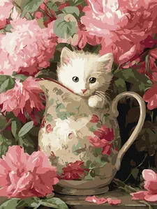 Painting by numbers "Ideyka" /KHO6962/ "Kitten and porcelain" 30*40cm