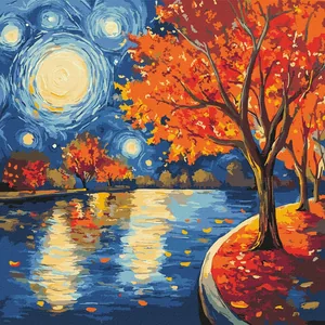 Painting by numbers "Ideyka" /KHO6423/ "Autumn night" 40*40 cm