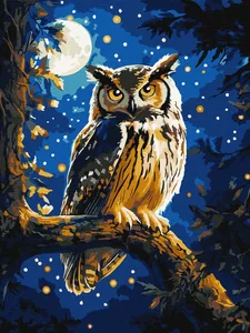 Paint by number "Ideyka" /KHO6681/ "Night owl with extra metallic paints" 30*40 cm