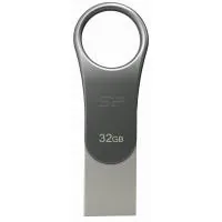 USB флеш накопичувач Silicon Power 32GB Mobile C80 Silver USB 3.2 (SP032GBUC3C80V1S)