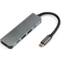 Hub Vinga Type-C to 4K HDMI+2*USB3.0+PD+USB-C 3.1 Gen1 aluminum (VCPHTC5AL)