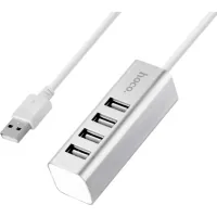 Hub HOCO USB 2.0 to 4xUSB Line machine HB1 Silver (6957531038146)