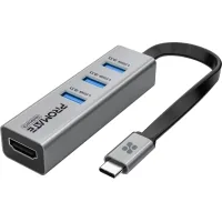 Hub Promate USB-C 4-in-1 ports Promate mediahub-c3.grey (mediahub-c3.grey)