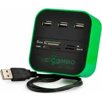 Hub Voltronic USB 2.0 to 3xUSB 2.0 + SD/MMC/TF/M2 green/black (CUB3-GB)