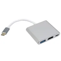 Концентратор Patron USB-C to HDMI + USB 3.0 + USB-C 0.1m silver (ADAPT-PN-TYPE-C-HUB)