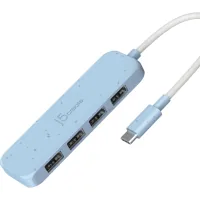 Hub J5create USB-C to 4xUSB-A 3.2 10Gbps cyan (JCH341EC-N)