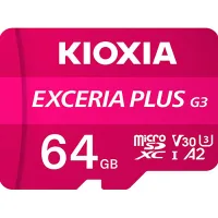 Карта пам'яті Kioxia 64GB microSDXC class 10 UHS-I U3 V30 A2 Exceria Plus G3 (LMPL3M064GG2)