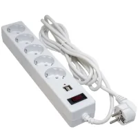 Network power filter Patron 3m + 2 USB 2.0, 2.1A, 5 ports. White (EXT-PN-SP-53-USB-W)