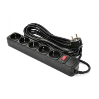 Network power filter Patron 5.0 m, 3*1.5mm2 (SP-1655) 5 sockets BLACK (EXT-PN-SP-1655)