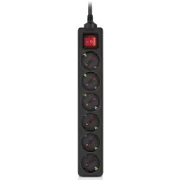 Мережевий фільтр живлення REAL-EL RS-6 Protect M 1.8m, black (EL122300032)