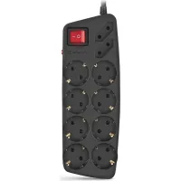 Мережевий фільтр живлення REAL-EL REAL-EL RS-10 Protect, 1.8m, black (EL122300038)