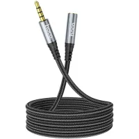 Multimedia cable 3.5mm M to 3.5mm F 1.0m Gray HOCO (6931474762153)