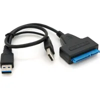 Adapter USB 3.0 AM + USB 2.0 AM to SATA 0.1m for HDD/SSD black Voltronic (YT-C3.0+2.0-SATA/0.1)