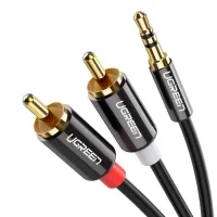 Multimedia cable 3.5mm M to 2xRCA M 2.0m AV116 black Ugreen (10584)