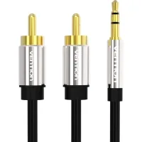 Multimedia cable 3.5mm M to 2xRCA M 1.0m black Vention (BCFBF)