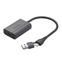 Adapter USB-C + USB-A to HDMI M 0.15m gray Vention (ACYHB)