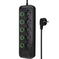 Мережевий фільтр живлення XoKo XK-SP-5-2-1-BK
