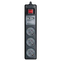 Network extension REAL-EL RS-3 USB CHARGE 1.8m, black (EL122500001)
