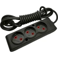 Мережевий подовжувач TECCO 1.5м 3 поста black (8681277843556)