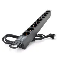 Power unit 19" 9 sockets, cable 1.8m, alum. PiPo case (PP9PDUGR)