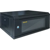 Wall cabinet GEAR 4U 19" 600x450x280 mm, + shelf 19", black (GWMSN-4U-600-450)