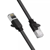 Патч-корд 1м, U/UTP Cat 6 Copper Ethernet Flat Cable NW101 Black Ugreen (50184)