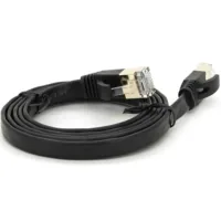 Patch cord 1m UTP cat.7, CU, RJ45, flat, black Weepda (PCMF-CU7/1.0Bk)