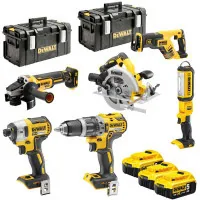 Set of power tools DeWALT 6 units, 3*5Ah, 2 cases TOUGH SYSTEM (DCK623P3)