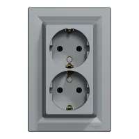 Розетка Schneider Electric ASFORA із заземленням подвійна сталь 16А (EPH9900162)